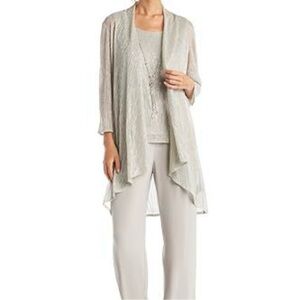 R&M Richards Champagne 3-piece Dressy Pant Set